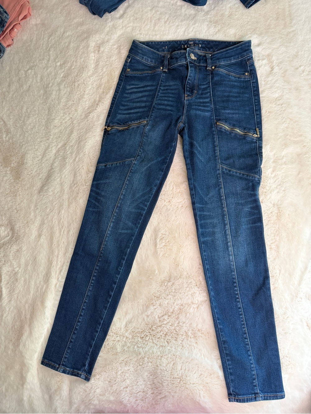 Women's Dark Blue Skinny Jeans with Zip Detail